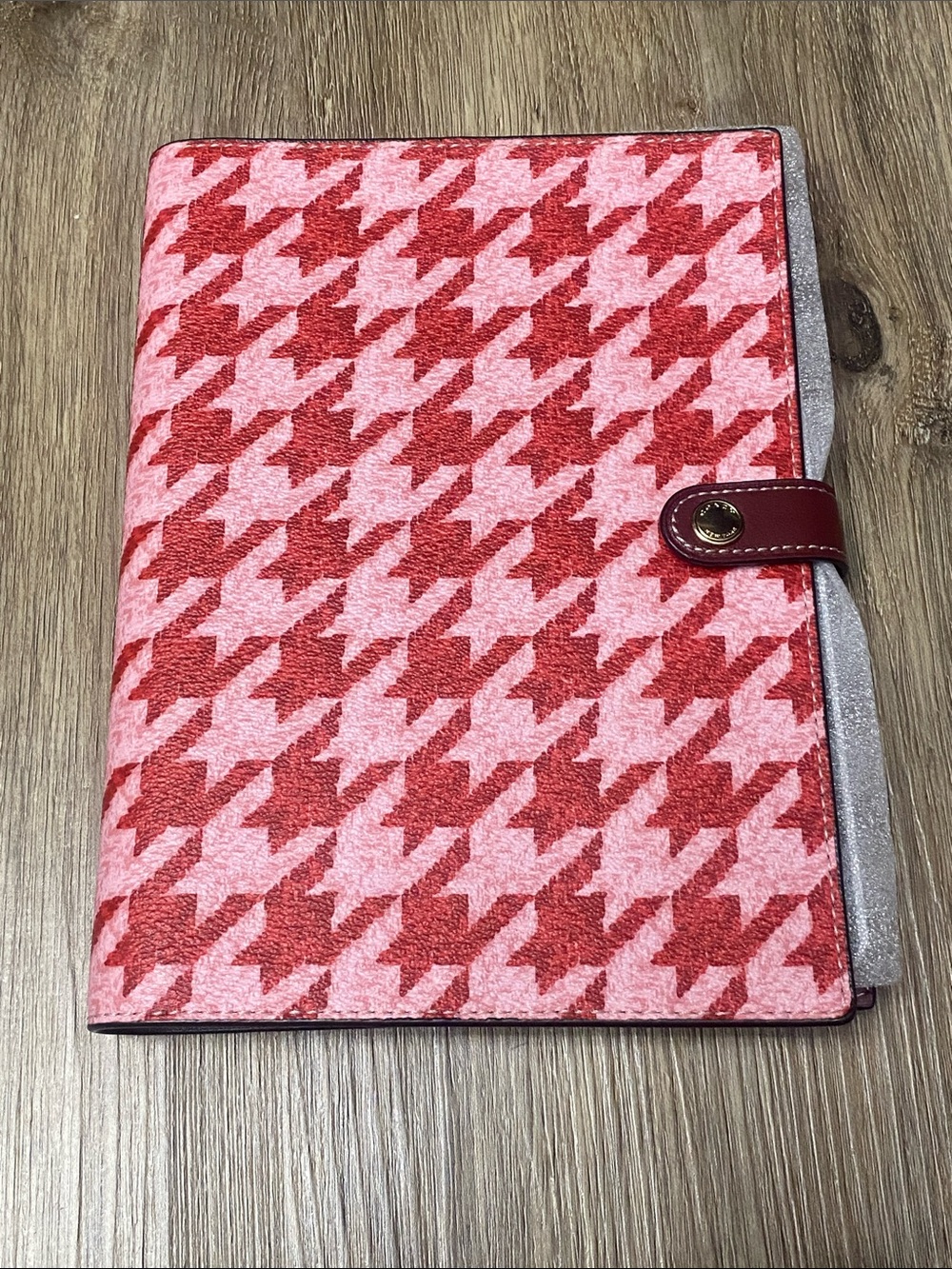 Coach Rare Houndstooth Pink and Red Noteboom